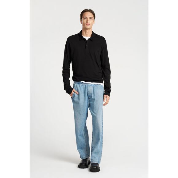 Cotton Citizen Mens LS Polo Shirt in Jet Black M - Picture 4 of 4